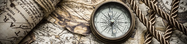 Alte Karte mit Kompass, Bildausschnitt bei Höhe 620 mm